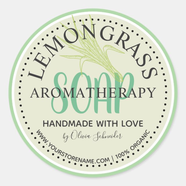 Lemongrass Aromatherapy Soap Custom Website Classic Round Sticker (Front)