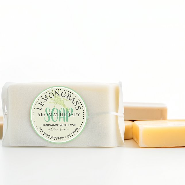 Lemongrass Aromatherapy Soap Custom Website Classic Round Sticker (Lemongrass Aromatherapy Soap Custom Website Classic Round Sticker)