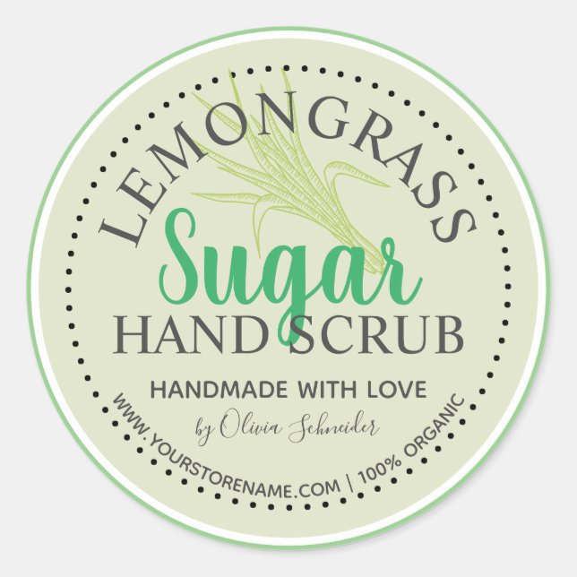 Lemongrass Sugar Scrub Custom Website Classic Round Sticker (Front)