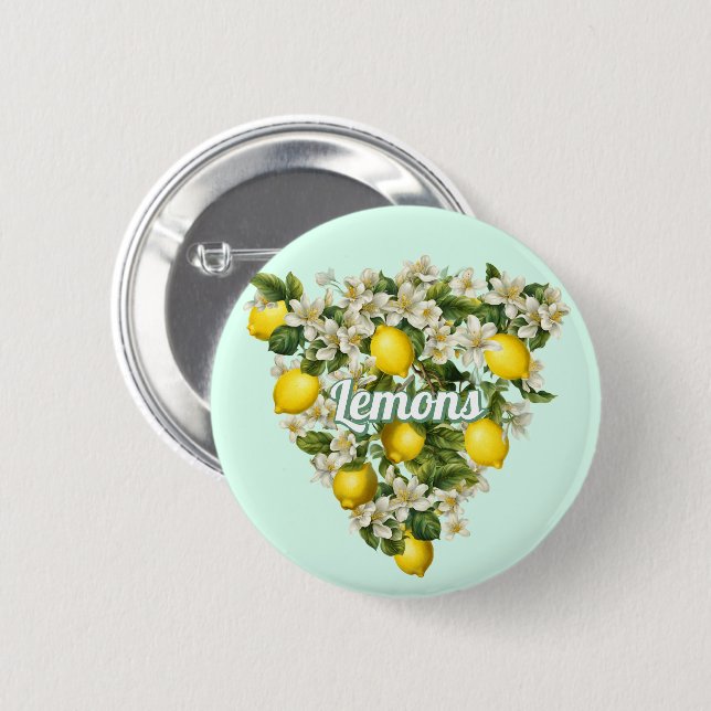 Lemons 6 Cm Round Badge (Front & Back)