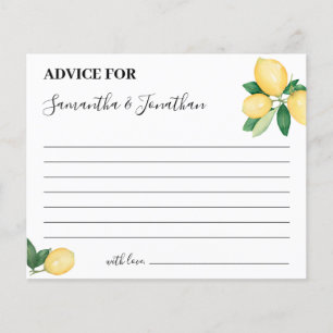 Lemons Advice for Couple Bridal Shower card