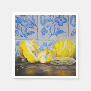 Lemons and Azulejos — Classic Blue & Yellow Still  Napkin