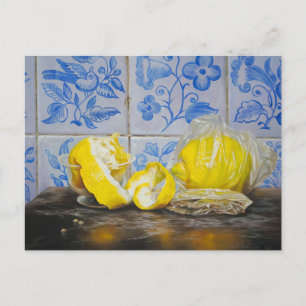 Lemons and Azulejos — Classic Blue & Yellow Still  Postcard