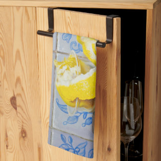 Lemons and Azulejos — Classic Blue & Yellow Still  Tea Towel