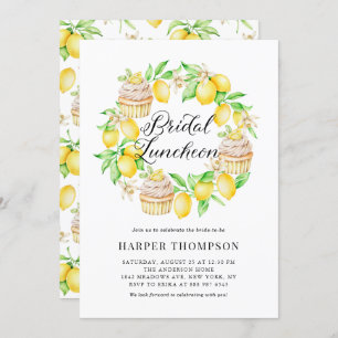 Lemons and Cupcakes Wreath Summer Bridal Luncheon Invitation