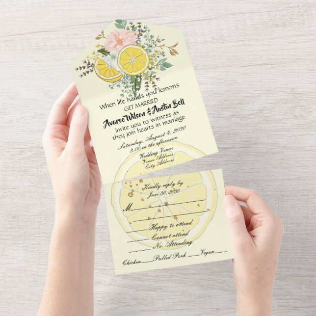 Lemons and Flowers  All In One Invitation (Tearaway)