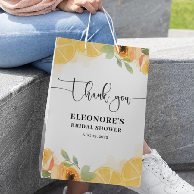 Lemons and Flowers Bridal Shower  Medium Gift Bag (Creator Uploaded)