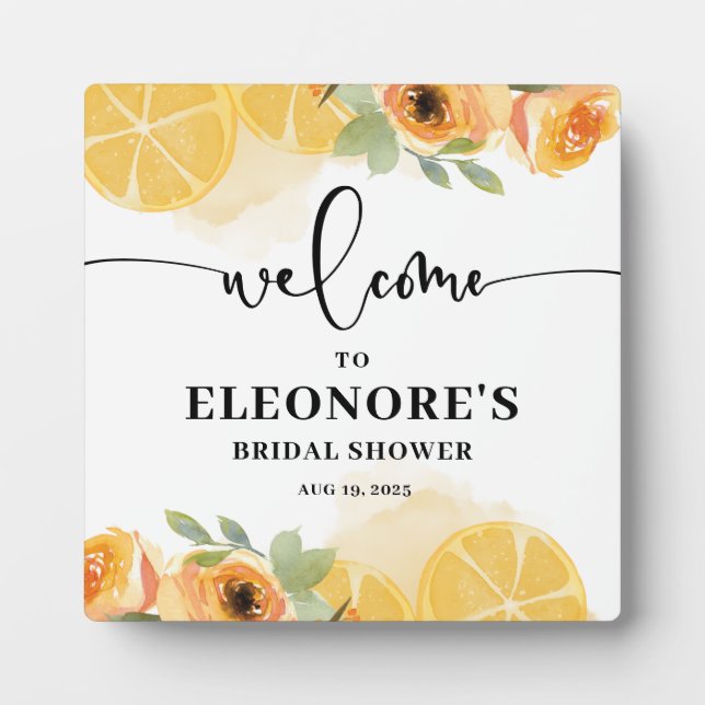 Lemons and Flowers Bridal Shower Welcome  Plaque (Front)