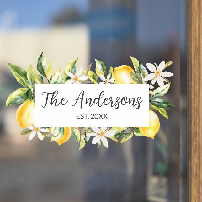 Lemons and Flowers Floral Botanical Elegant Frame Window Cling (In situ)