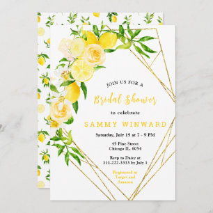 Lemons and Flowers with Foliage Bridal Shower Invitation