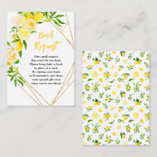 Lemons and Foliage Baby Shower Book Request Enclosure Card