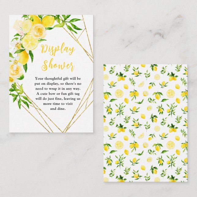 Lemons and Foliage Baby Shower Display Shower Enclosure Card (Front/Back)