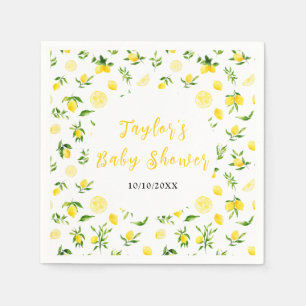 Lemons and Foliage Baby Shower Napkin