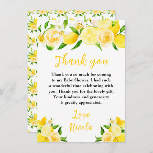 Lemons and Foliage Baby Shower Thank You Card