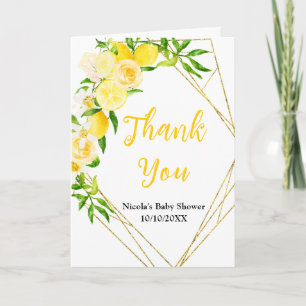 Lemons and Foliage Baby Shower Thank You Card