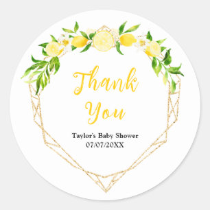 Lemons and Foliage Baby Shower Thank You Classic Round Sticker