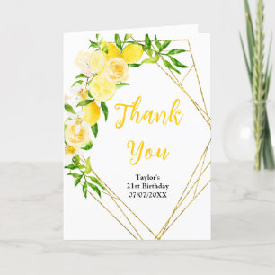 Lemons and Foliage Birthday Party Thank You Card
