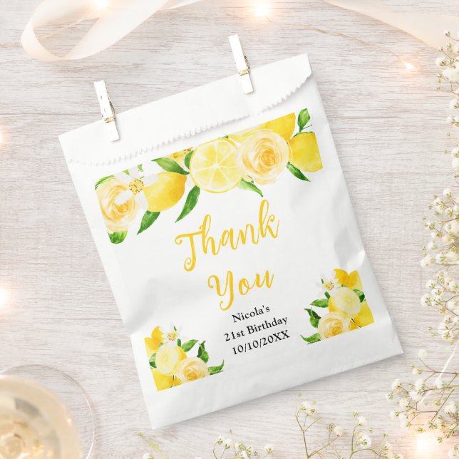 Lemons and Foliage Birthday Thank You Favour Bags (Clipped)