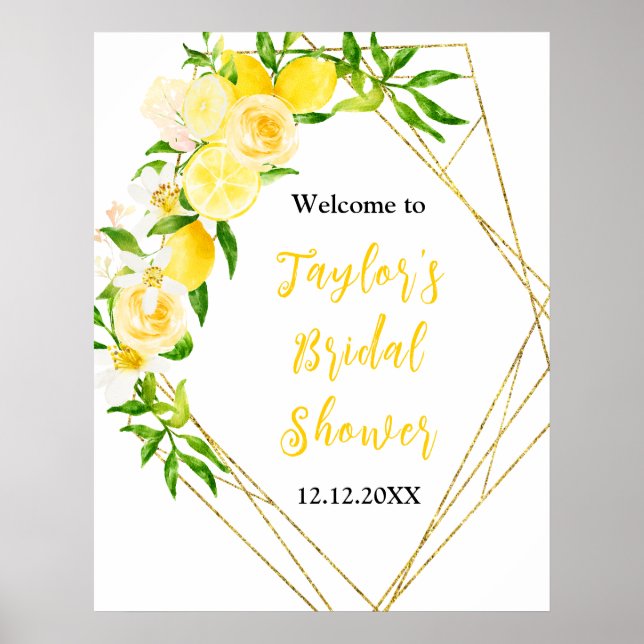 Lemons and Foliage Bridal Shower Welcome Sign (Front)
