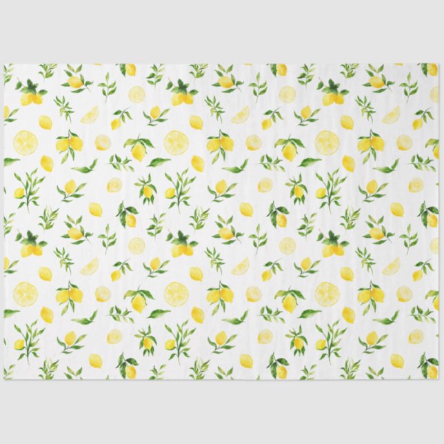 Lemons and Foliage Pattern Tissue Paper (Front)