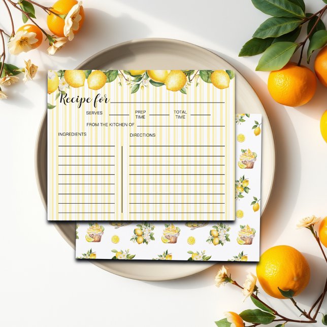Lemons and Gingham Bridal Shower Recipe Card (Creator Uploaded)