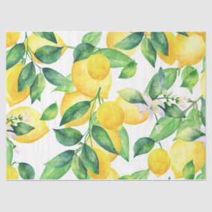 Lemons and Green Leaves Decoupage Pattern Tissue Paper