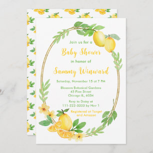 Lemons and Greenery Baby Shower Invitation
