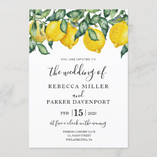 Lemons and Greenery Wedding invitation