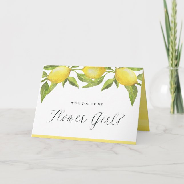 Lemons and Greenery Will You Be My Flower Girl Card (Front)