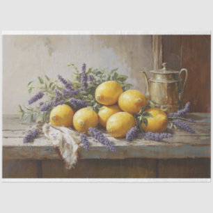 Lemons and Lavender with Teapot Painting Decoupage Tissue Paper