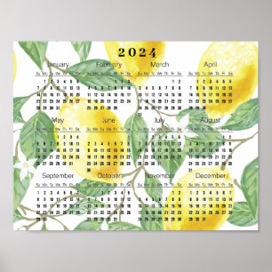 Lemons and Leaves 2024 Calendar Poster