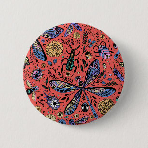 Lemons and leaves 6 cm round badge