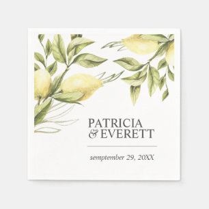 Lemons and Leaves Boho chic personalised wedding Napkin