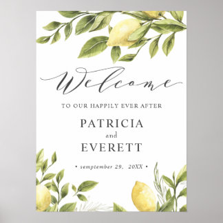 Lemons and leaves Boho Wedding Welcome Poster
