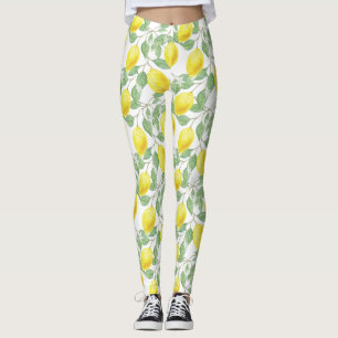 Lemons and Leaves Design Leggings