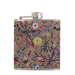 Lemons and leaves hip flask