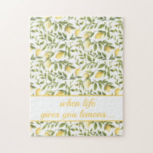 Lemons and Leaves Kitchen Pattern   Jigsaw Puzzle