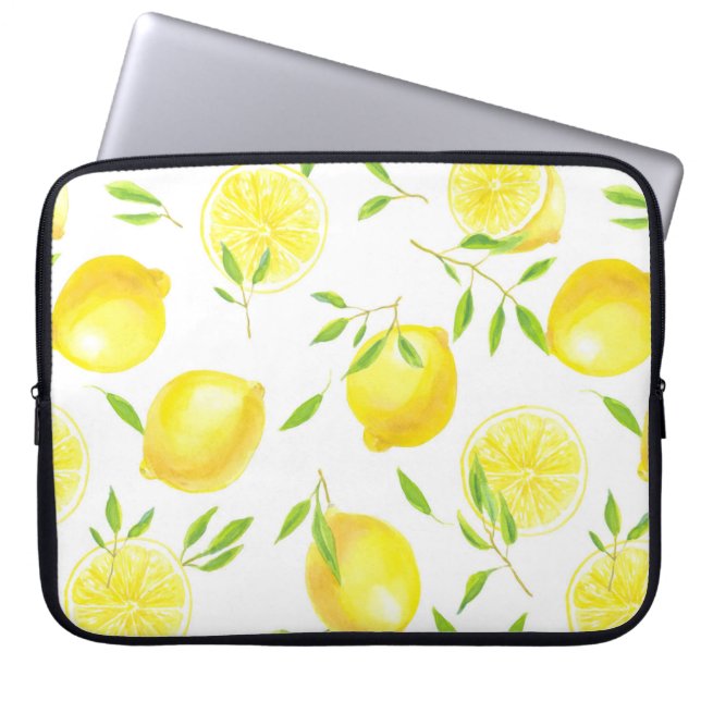 Lemons and leaves laptop sleeve (Front)