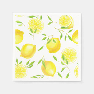 Lemons and leaves napkin