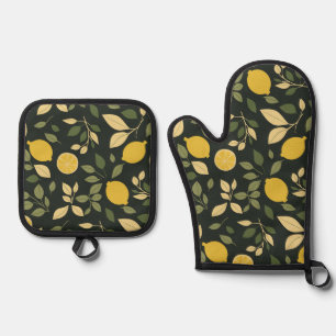 Lemons and Leaves Oven Mitt & Pot Holder Set