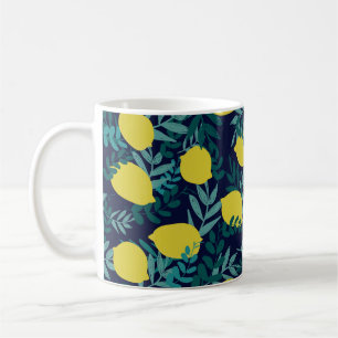 Lemons and leaves pattern coffee mug
