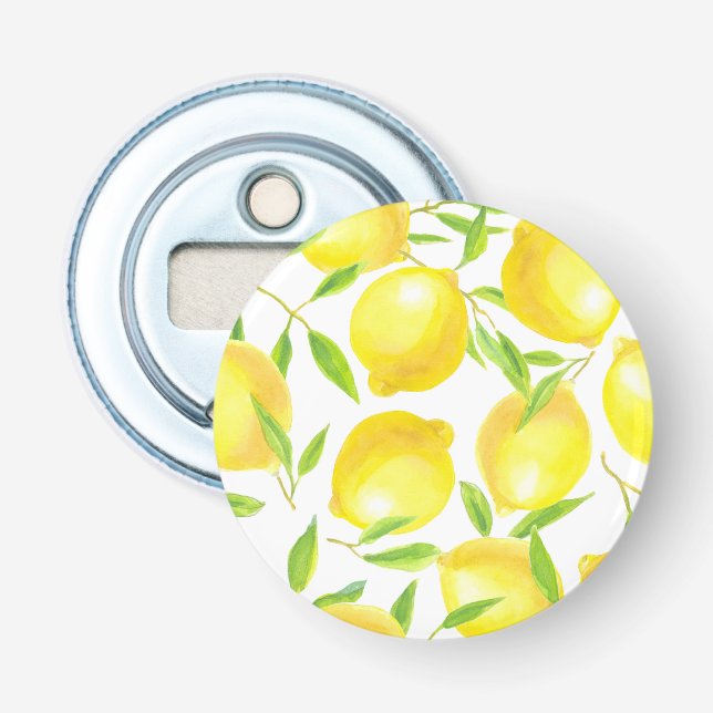 Lemons and leaves  pattern design bottle opener (Front)