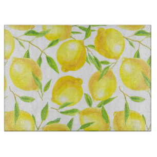 Lemons and leaves pattern design cutting board