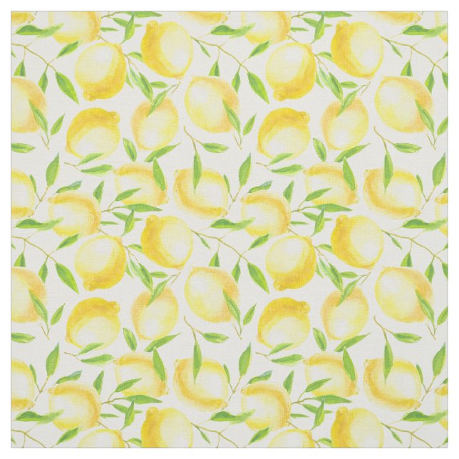 Lemons and leaves  pattern design fabric (Swatch)