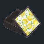 Lemons and leaves  pattern design gift box<br><div class="desc">Watercolor pattern made of lemons and leaves</div>