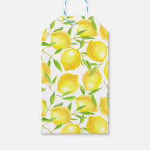 Lemons and leaves pattern design gift tags