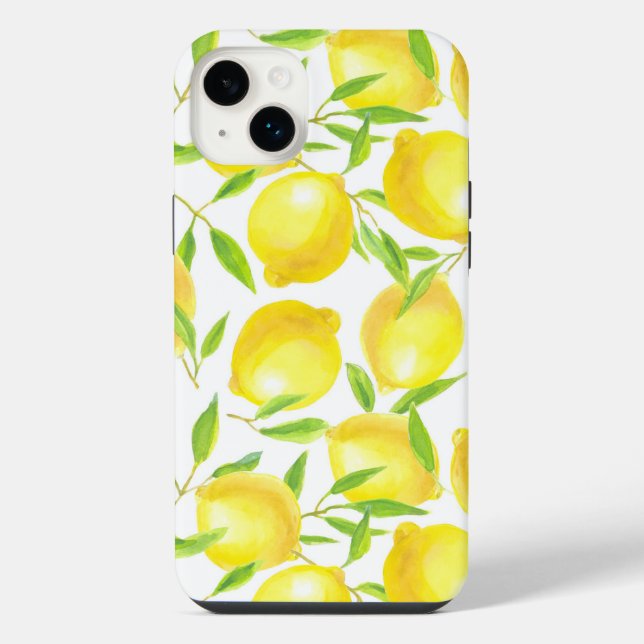 Lemons and leaves  pattern design iPhone case (Back)
