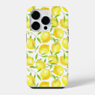 Lemons and leaves pattern design iPhone 14 pro case