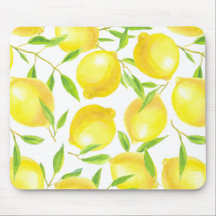 Lemons and leaves pattern design mouse mat