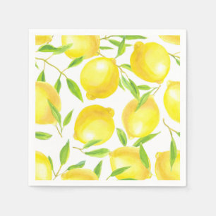 Lemons and leaves pattern design napkin